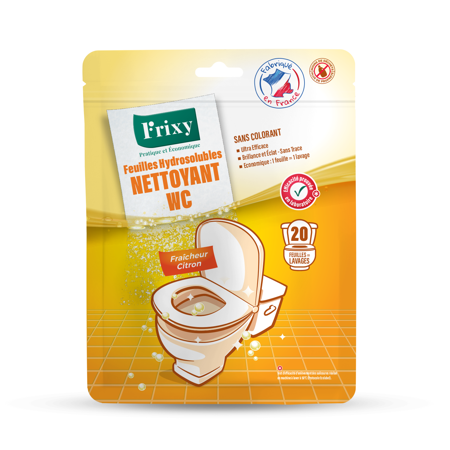 Nettoyant WC en feuilles parfum Citron (sachet de 30 feuilles)