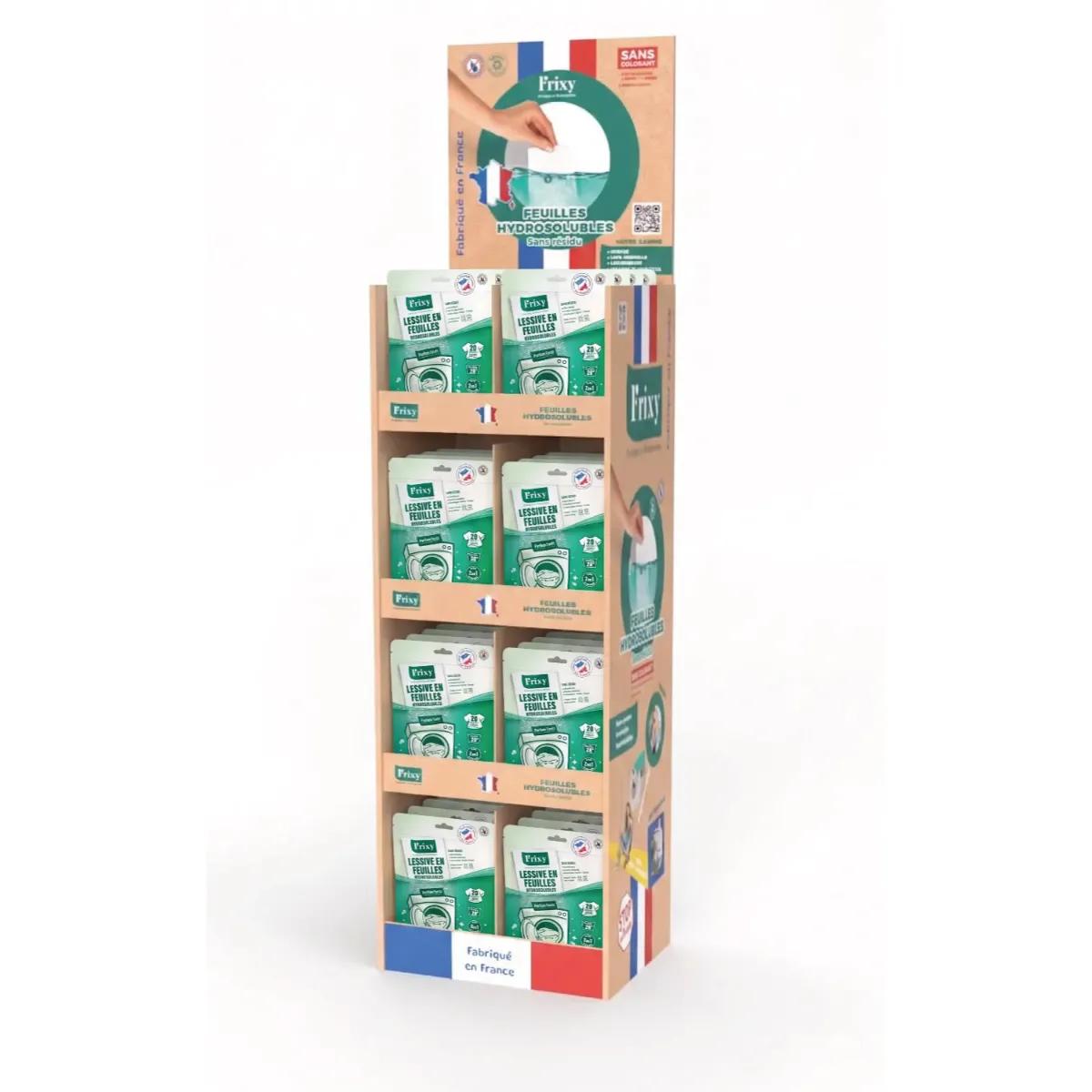 Le Grand Présentoir de Sol : lessive en Feuilles (88/120 Sachets)