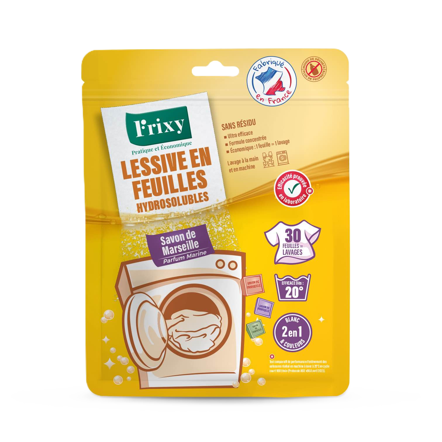 Lessive en Feuilles au Savon de Marseille parfum Marine (sachet de 30 feuilles)