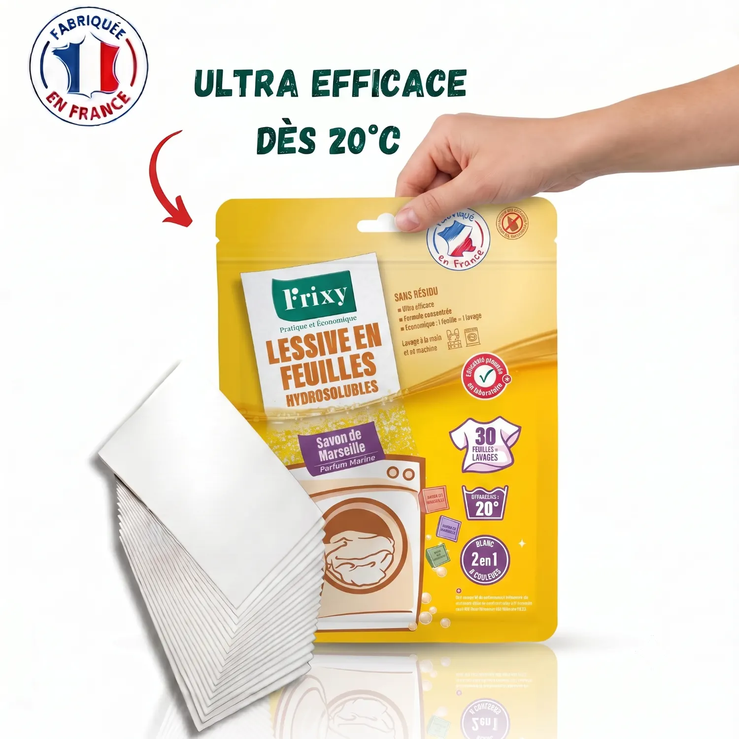 Lessive en Feuilles au Savon de Marseille parfum Marine (sachet de 30 feuilles) – Image 2