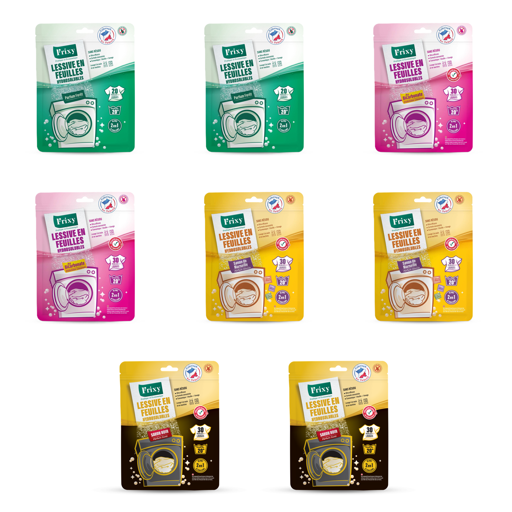 Pack découverte lessives en feuilles hydrosolubles FRIXY